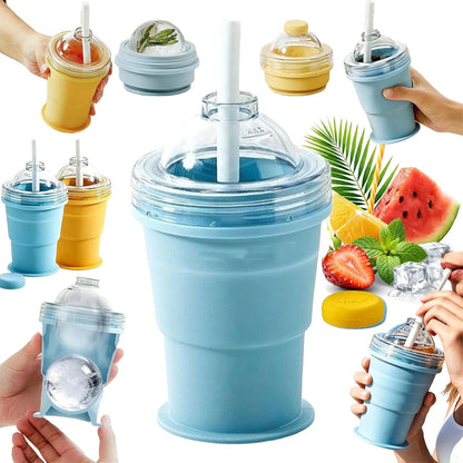 ☀️SUMMER FLASH SALE: Buy 1 Get 1 FREE— $14.99EACH🎁2-in-1 Collapsible Silicone Ice Ball Maker Cup