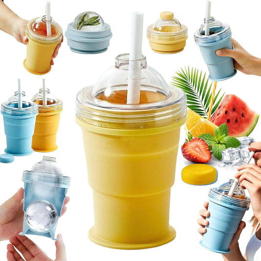 ☀️SUMMER FLASH SALE: Buy 1 Get 1 FREE— $14.99EACH🎁2-in-1 Collapsible Silicone Ice Ball Maker Cup