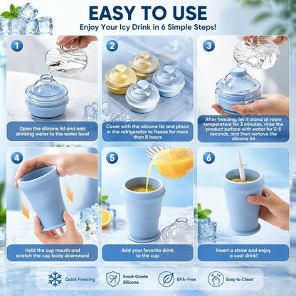 ☀️SUMMER FLASH SALE: Buy 1 Get 1 FREE— $14.99EACH🎁2-in-1 Collapsible Silicone Ice Ball Maker Cup