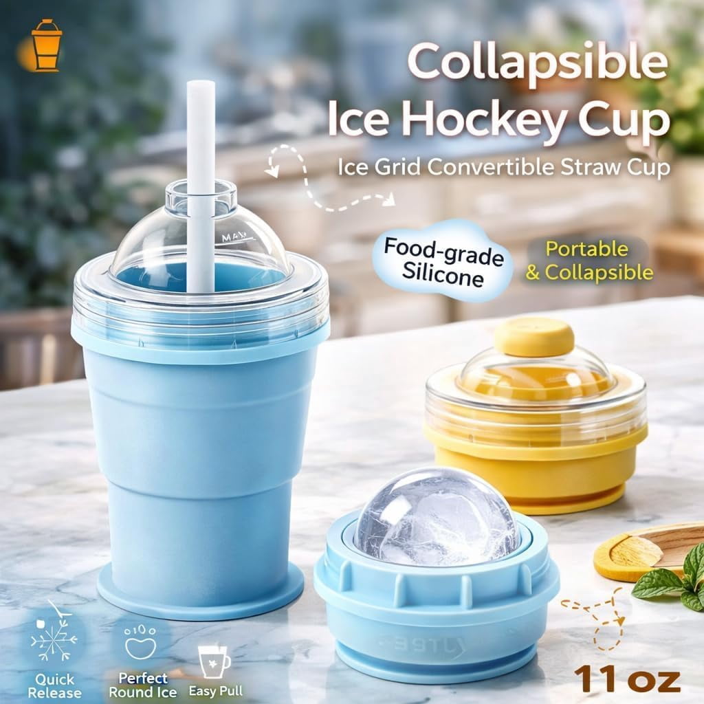 ☀️SUMMER FLASH SALE: Buy 1 Get 1 FREE— $14.99EACH🎁2-in-1 Collapsible Silicone Ice Ball Maker Cup