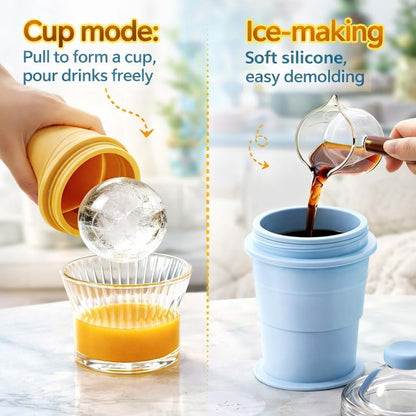 ☀️SUMMER FLASH SALE: Buy 1 Get 1 FREE— $14.99EACH🎁2-in-1 Collapsible Silicone Ice Ball Maker Cup