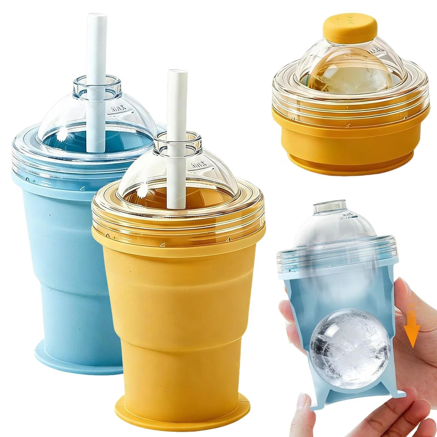 ☀️SUMMER FLASH SALE: Buy 1 Get 1 FREE— $14.99EACH🎁2-in-1 Collapsible Silicone Ice Ball Maker Cup