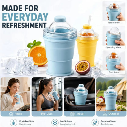 ☀️SUMMER FLASH SALE: Buy 1 Get 1 FREE— $14.99EACH🎁2-in-1 Collapsible Silicone Ice Ball Maker Cup